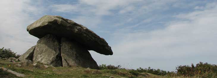 Chun Quoit on the West Penwith Moors a nature reserve owned by the Cornwall Wildlife Trust